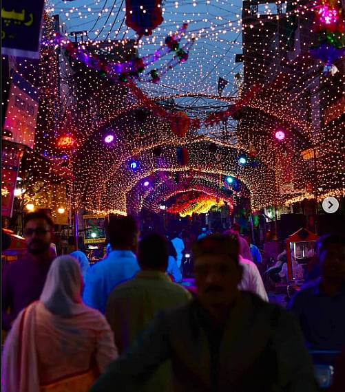 Street photo with lights on Milad un Nabi
