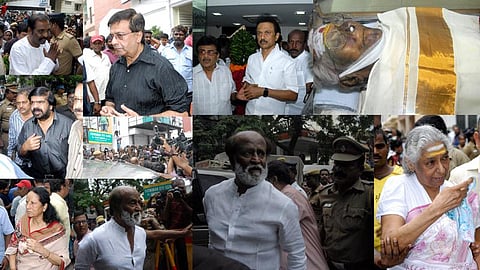 'மெல்லிசை மன்னர்' எம்.எஸ்.வி. உடலுக்கு பிரபலங்கள் அஞ்சலி