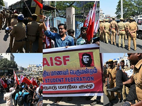 பஸ் கட்டண உயர்வுக்கு எதிர்ப்பு: ஏ.எஸ்.ஐ.எஃப் மாணவர்கள் போராட்டம்