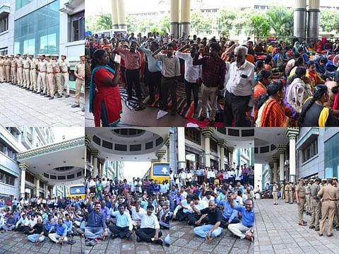 அரசு டாக்டர்கள் சங்கங்களின் கூட்டமைப்பு சார்பில் பல்வேறு கோரிக்கைகளை வலியுறுத்தி 4ம் நாளான இன்று சாகும்வரை உண்ணாவிரதம்! இடம்: சென்னை ராஜீவ் காந்தி அரசு மருத்துவனை! படங்கள்: எல்.சீனிவாசன்