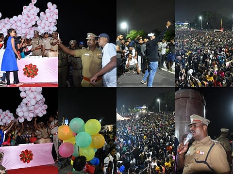 ஆங்கிலப் புத்தாண்டு 2020 கொண்டாட்டம்! இடம்: சென்னை மெரினா கடற்கரை - படங்கள்: எல்.சீனிவாசன்