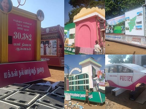 சென்னை கடற்கரையில் 71-வது குடியரசு தின அணிவகுப்பு ஒத்திகையில் கலந்துகொள்ள ராணிமேரி கல்லூரியில் நிறுத்திவைக்கப்பட்டுள்ள அலங்கார வண்டிகள்!  படங்கள் : எல் சீனிவாசன்