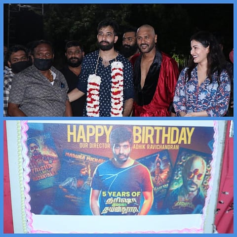 ’பஹீரா’ படப்பிடிப்பு தளத்தில் இயக்குநர் ஆதிக் ரவிச்சந்திரன் பிறந்த நாள் கொண்டாட்டம்!