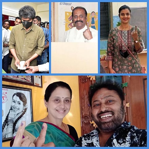 நகர்ப்புறத் உள்ளாட்சி தேர்தல்: வாக்களித்த திரைப் பிரபலங்கள்! - புகைப்படத் தொகுப்பு