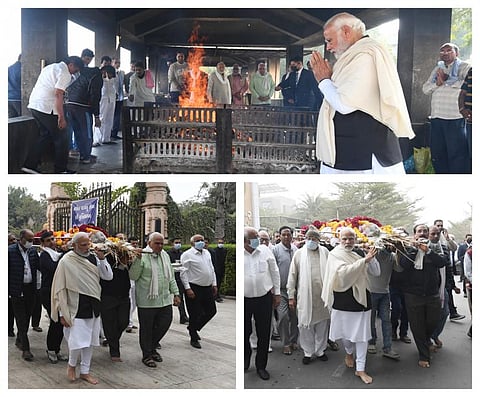 பிரதமர் மோடியின் தாயார் இறுதிச் சடங்கு - புகைப்படத் தொகுப்பு