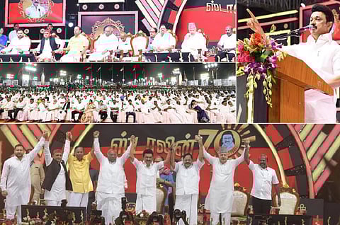 முதல்வர் ஸ்டாலினின் 70-வது பிறந்த நாள் விழா பொதுக் கூட்டம் - புகைப்படத் தொகுப்பு