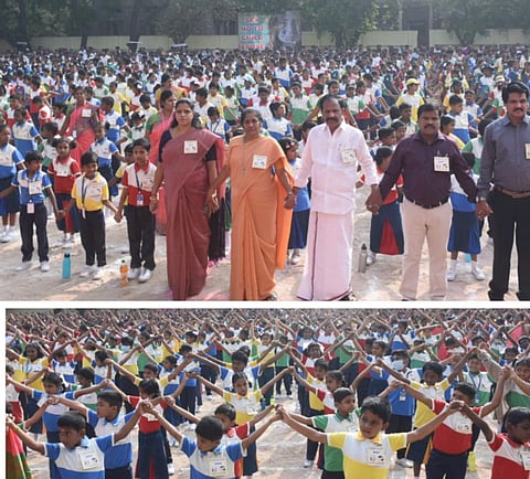 'போதையில்லா உலகம்...' - வேலூர் பள்ளியில் கவனம் ஈர்த்த மனிதச் சங்கிலி | புகைப்படத் தொகுப்பு