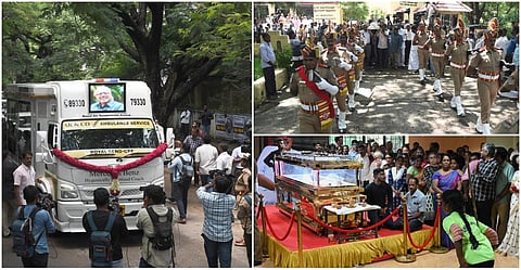 வேளாண் விஞ்ஞானி எம்.எஸ்.சுவாமிநாதனின் இறுதி ஊர்வலம் | போட்டோ ஸ்டோரி