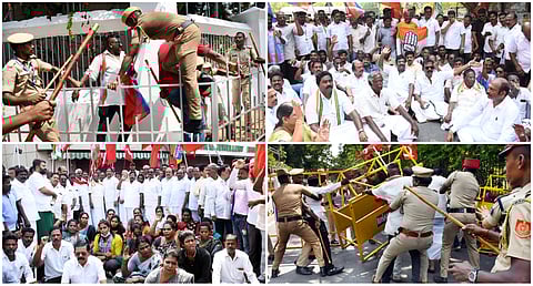 india Alliance protest at Puducherry
