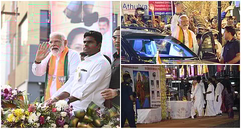 Modi at a road show in Coimbatore