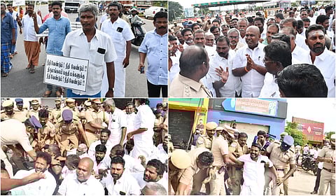 ADMK former minister RB Udhayakumar Protest Against Kappalur Toll plaza