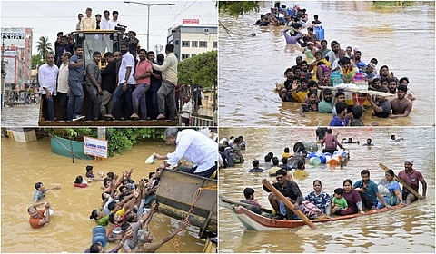 Heavy rains flood Andhra: People rescued by boats - Photo Story