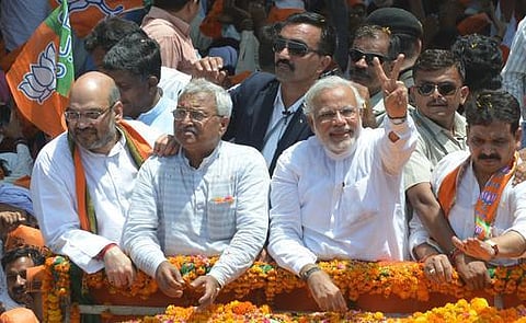 தேர்தல் முடிவு எதிரொலி: குஜராத்தில் மோடி பேரணி