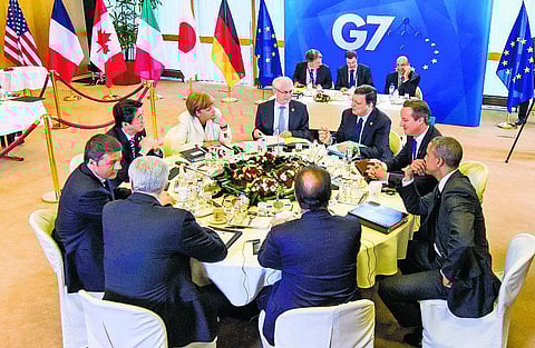 உக்ரைன் பிரச்சினை தீர ஒத்துழைக்க வேண்டும்: ரஷ்ய அதிபர் விளாதிமிர் புதினுக்கு ஜி-7 மாநாடு வலியுறுத்தல்