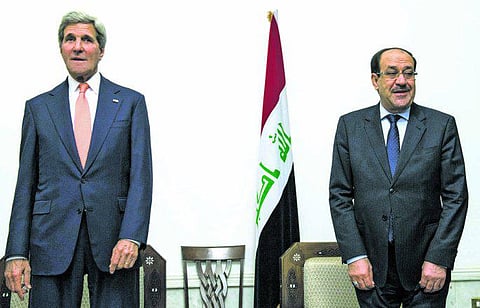 இராக் பிரதமருடன் ஜான் கெர்ரி திடீர் சந்திப்பு﻿