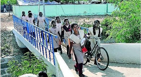 அரசுப் பள்ளியை தத்தெடுத்தது ரோட்டரி- கால்வாயைக் கடக்க தனிப் பாலமும் அமைத்து உதவி