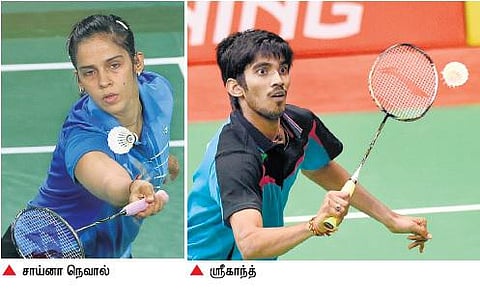 சீன ஓபன் பாட்மிண்டன் இறுதிச்சுற்றில் சாய்னா, ஸ்ரீகாந்த்