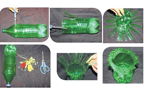 பொம்மை செய்வோம்: பாட்டிலில் அலங்காரப் பூச்சட்டி﻿