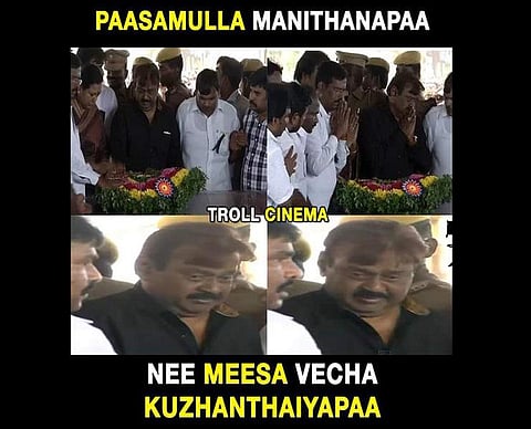 இணைய கலாய்ப்பாளர்களை கலங்கவைத்த விஜயகாந்த்!