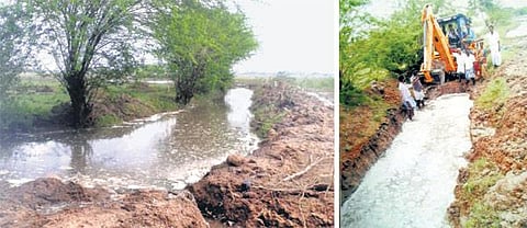 பொன்விளைந்த களத்தூர் ஏரியின்﻿ கால்வாயை தூர்வார களமிறங்கிய விவசாயிகள்: போதிய நிதி இல்லாததால் பணி முடக்கம்﻿