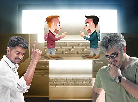 அஜித் - விஜய் ரசிகர்கள் சண்டையால் யாருக்கு லாபம்?﻿
