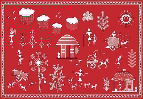 சுவர் ஓவியம் 4 - வார்லி ஓவியங்கள்: பழங்குடியினரின் கொடை﻿