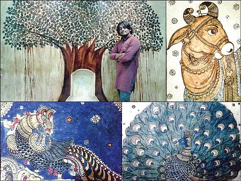 இயற்கை வண்ணங்களை உருவாக்கும் ஓவியன்!﻿