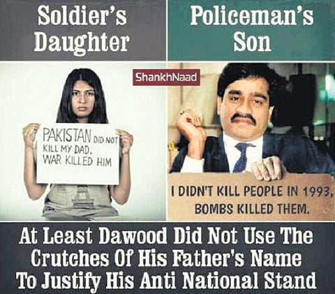 குர்மேகர் கவுரை﻿ தாவூதுடன் ஒப்பிட்ட பாஜக எம்பி﻿: சமூக வலைதளத்தில் மாணவ அமைப்பினர் கடும் தாக்கு﻿﻿