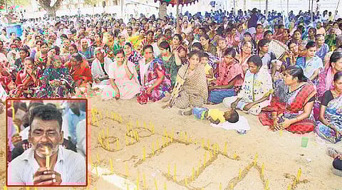 மீனவர் பிரிட்ஜோவின் உடலை வாங்க மறுத்து தங்கச்சிமடத்தில் 3-வது நாளாக போராட்டம்﻿: மெழுகுவத்தி ஏந்தி கண்ணீர் அஞ்சலி