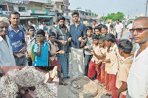 எடப்பாடி அருகே சாக்கு மூட்டையில் பண மதிப்பு நீக்கப்பட்ட ரூபாய் நோட்டுகள்﻿: துண்டு துண்டாக வெட்டப்பட்ட நிலையில் கண்டெடுப்பு﻿﻿