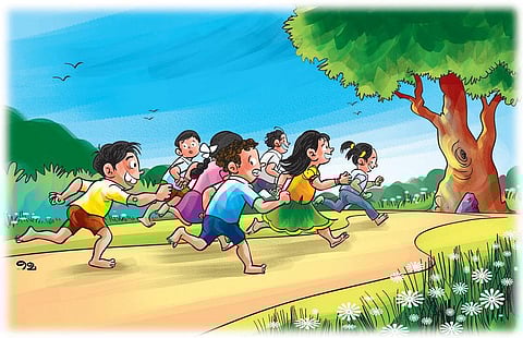 தினுசு தினுசா விளையாட்டு: கும்மாங்குத்து ஓட்டம்!