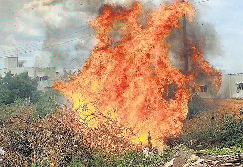 சாலையோரம் குப்பைகளை எரிக்கும் மக்கள்﻿: சுற்றுச்சூழல் விழிப்புணர்வு இல்லாத அவலம்