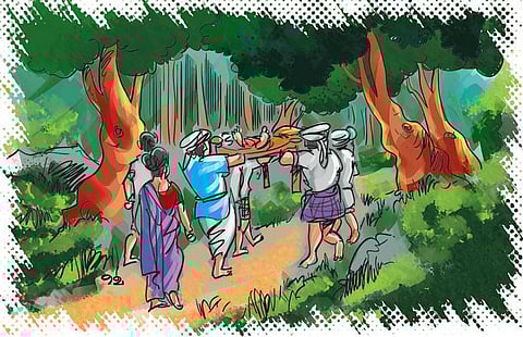 பிரசவத்துக்காக காடு, மலை, ஆறுகளைக் கடந்து தூக்கி வரப்பட்ட﻿﻿﻿ தாய், சேய் பரிதாபமாக உயிரிழப்பு﻿﻿: 13 கி.மீ. பயணித்தும் பலனில்லாததால் சோகத்தில் மூழ்கிய பழங்குடிகள்