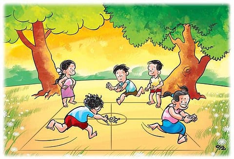 தினுசு தினுசா விளையாட்டு: கல்லை எடு; கோட்டைத் தொடு!