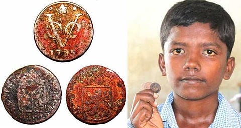 ராமநாதபுரம் அருகே கி.பி. 18-ம் நூற்றாண்டு டச்சு நாணயங்களை கண்டெடுத்த அரசுப் பள்ளி மாணவர்