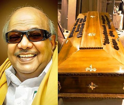 ‘ஓய்வெடுக்காமல் உழைத்தவன் இதோ ஓய்வு கொண்டிருக்கிறான்’ - சந்தனபெட்டியின் மீது வாசகம்