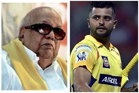 கருணாநிதி மறைவு: சுரேஷ் ரெய்னா, சென்னை சூப்பர் கிங்ஸ் இரங்கல்