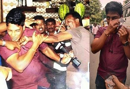 ஆளுநர் மாளிகை முற்றுகைப் போராட்டம்; டீக்கடையை அடித்து நொறுக்கிய நபர்: வீடியோ எடுத்த செய்தியாளர் மீது தாக்குதல்