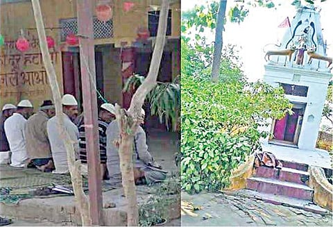 உத்தரபிரதேச மாநிலம் புலந்த்ஷெகரில் கோயில் வளாகத்தில் தொழுகை நடத்திய முஸ்லிம்கள்﻿; ﻿
இடமின்மையால் அனுமதித்த இந்துக்கள்﻿