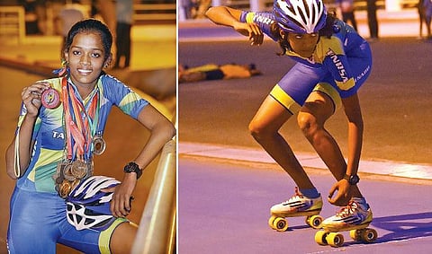 ‘சக்கரம் கட்டிப் பறக்கும் அபிநயா’ - ஒலிம்பிக் கனவுடன் மாணவி