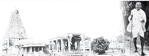 தஞ்சை பெரிய கோயிலில் காந்தி