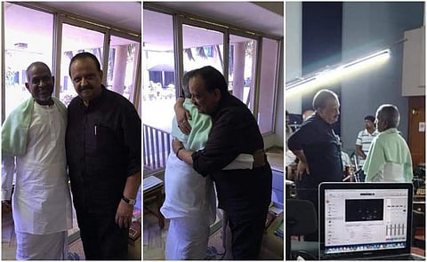 இசை நிகழ்ச்சிக்காக இளையராஜா - எஸ்.பி.பி. சந்திப்பு: ரசிகர்கள் உற்சாகம்