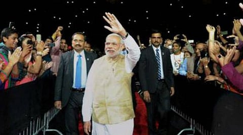 கலிபோர்னியாவில் நடந்த கூட்டத்தில் பிரதமர் மோடி பங்கேற்ற காட்சி : கோப்புப்படம்