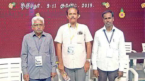 அறிவியல் இயக்கத்தின் புதிய மாநில நிர்வாகிகள் ஆர்.ஜீவானந்தம், முனைவர் எஸ்.தினகரன், எஸ்.சுப்பிரமணி ஆகியோர்.