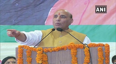 ஹரியாணா மாநிலம் பஞ்ச்குலாவில் நடைபெற்ற பொதுக்கூட்டத்தில் ராஜ்நாத் சிங் பேசுகிறார் | படம்: ஏஎன்ஐ