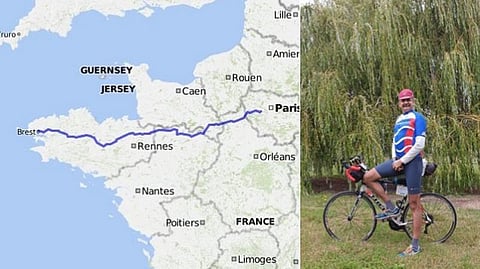 பாரீஸ் -ப்ரெஸ்ட் நகரங்களை இணைத்துக் காட்டும் வரைபடம். அடுத்த படம் 90 மணிநேரத்தில் 1200 கி.மீ.சவாரி செய்த இந்திய ராணுவத்தைச் சேர்ந்த லெப்டினன்ட் தளபதி அனில் புரி.