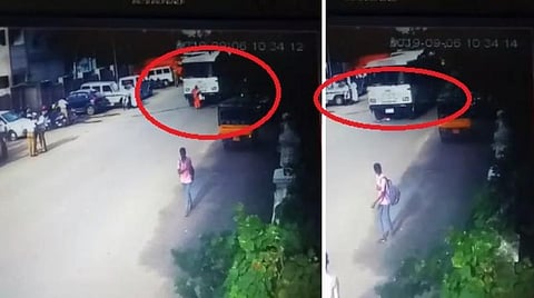 போலீஸ் வேன் மோதாமல் தவிர்க்க ஓடிய பெண்: விபத்தில் சம்பவ இடத்திலேயே உயிரிழந்த பரிதாபம்