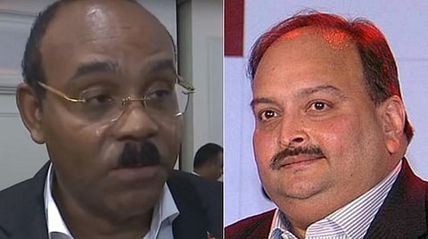 ஆன்டிகுவா பிரதமர் காஸ்டன் பிரவுனே,  (அடுத்த படம்) மெகுல் சோக்சி.