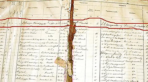 விழுப்புரம் நகராட்சியில் சிவாஜி கணேசனின் பிறப்பு பதிவு செய்யப்பட்ட பதிவேடு.