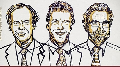 மருத்துவத்துக்கான நோபல் பரிசு வென்ற வில்லியம் ஜி. காலின், சர் பீட்டர் ஜே ராட்கிளிஃப்,  கிரேக் எல் செமன்சா